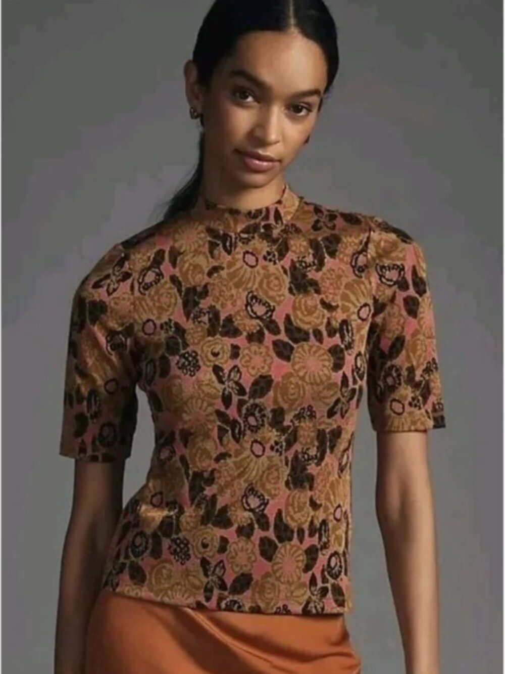 Maeve by Anthropologie Mock-Neck Jacquard Top Small